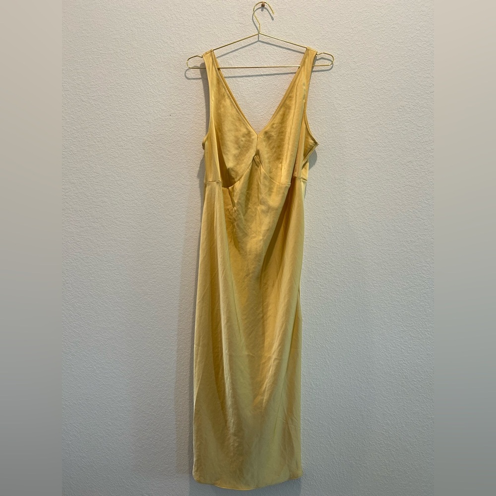 Isabel by ingrid + isabel maxi silk satin yellow Gold Sleeveless v neck Dress